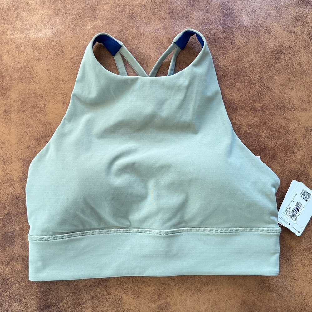 NWT Lululemon Energy High-Neck Longline Tough Sports Bra Sz 8 B C D Laurel Green